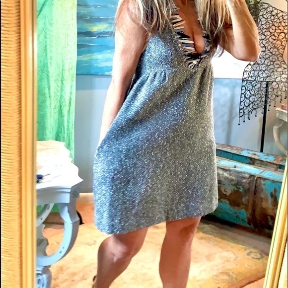 🎉HP🎉Anna Sui, Gray Tweed Dress w/Silver Bangled Fringe, Such A COOL Piece! - Picture 12 of 14